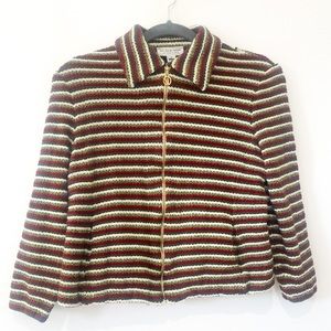 ST. JOHN Striped Wool Zip-Up Jacket | Small